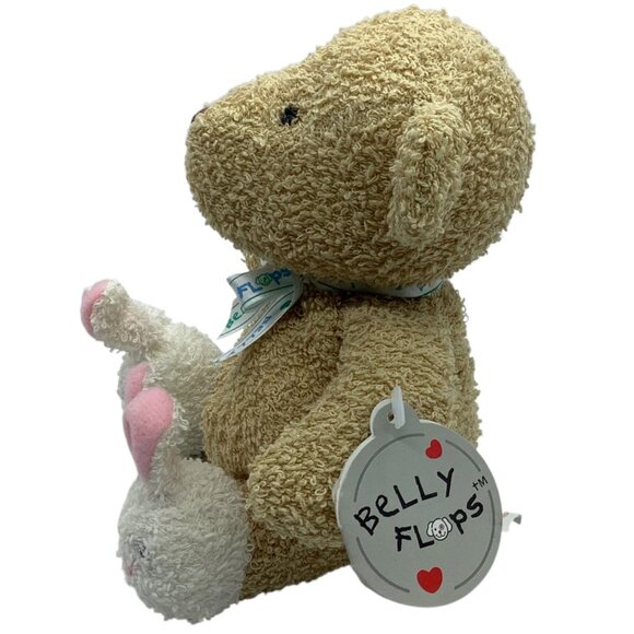 Prestige Belly Flops Plumpo Beige Bear Terry Plush Bunny Slipper Stuffed Animal - Picture 4 of 10